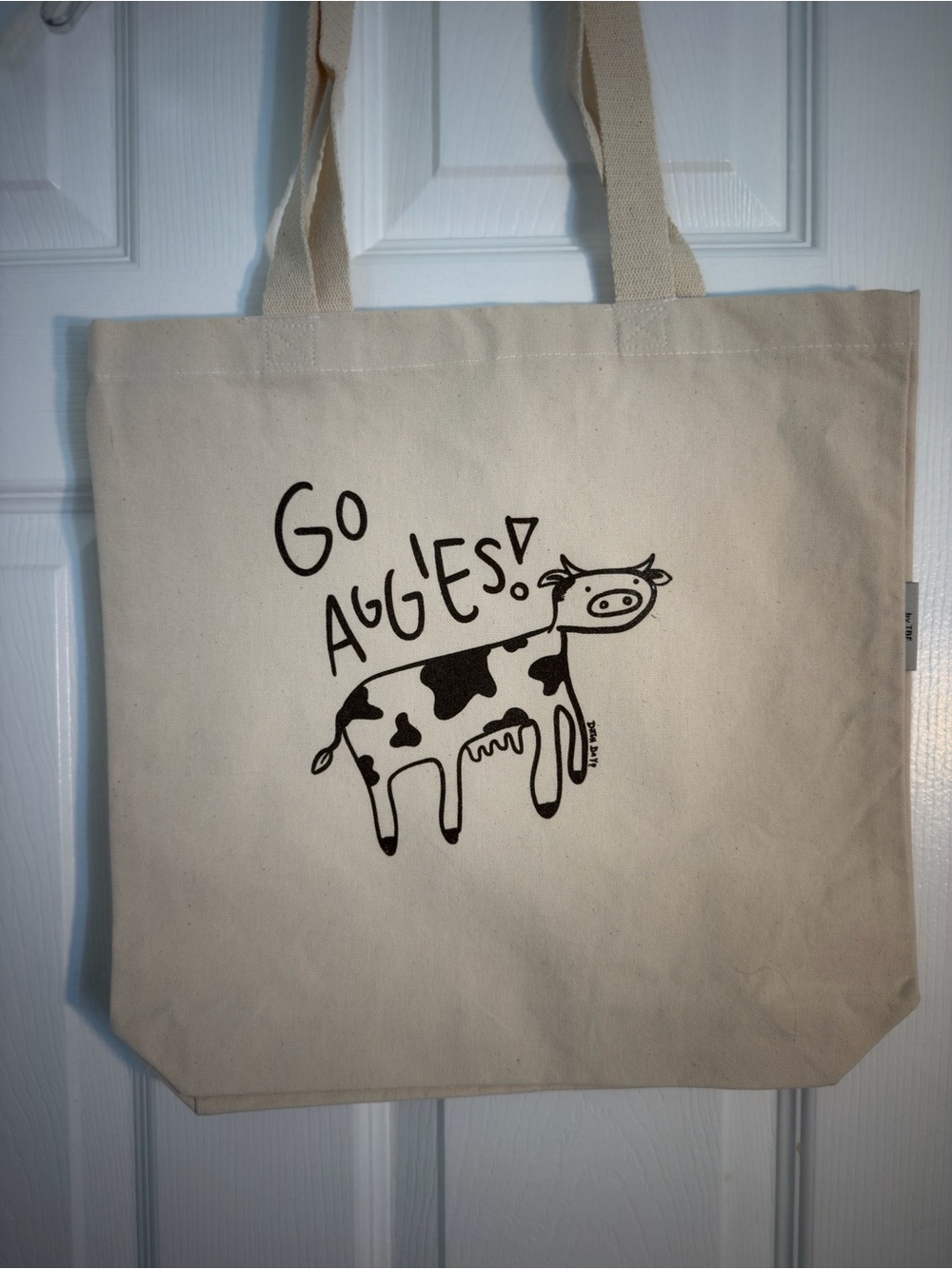 Ditch Day Go Aggies Cow 100% Cotton Canvas Tote Bag